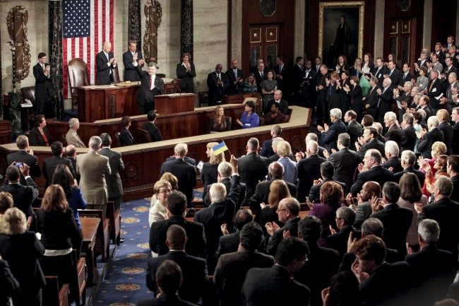 Учасники спільного засідання палат Конгресу США висловили довіру діям лідера нашої держави оплесками. Фото Михайла ПАЛІНЧАКА